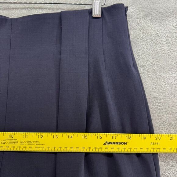 Lafayette148 Pants Women 8 Navy Blue Wool High Rise Tapered Leg Pleated Pockets - Picture 14 of 16